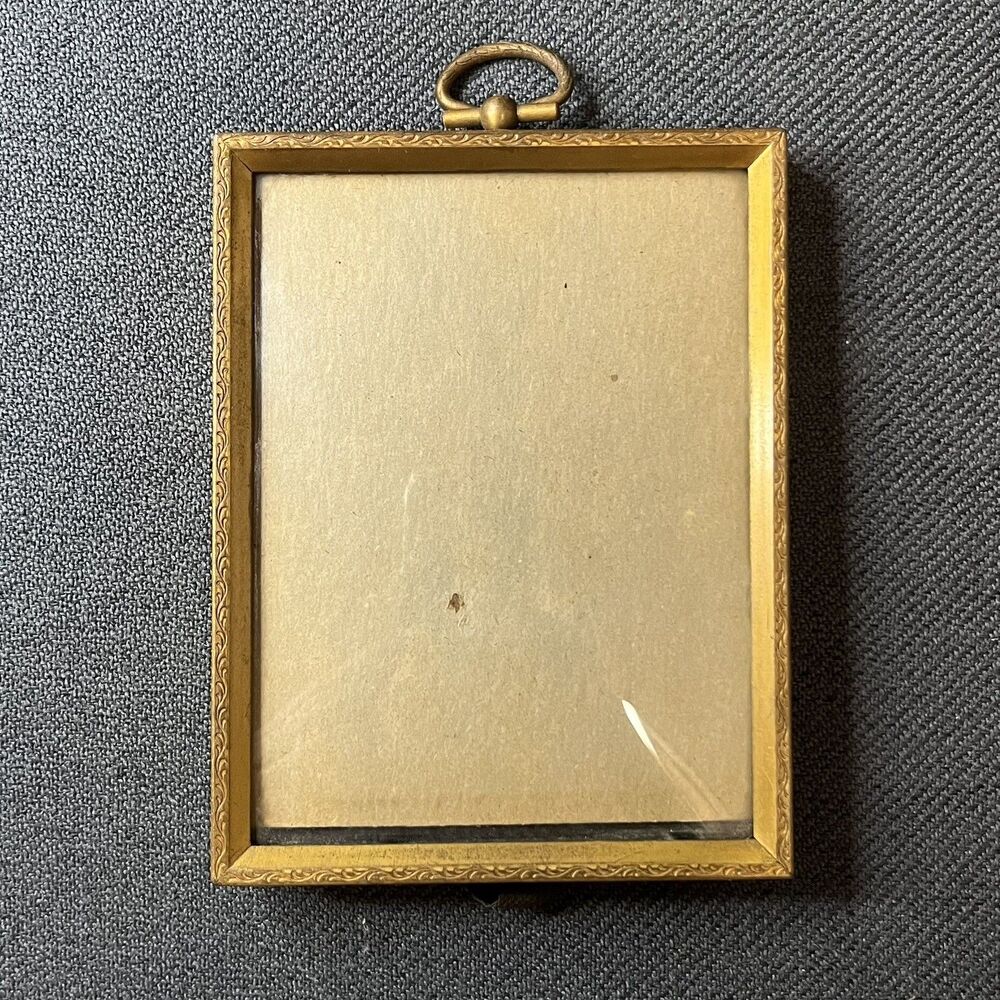 Vintage 24K Gold Electroplated Picture Frame 3x4 Bow Top Hollywood Regency USA